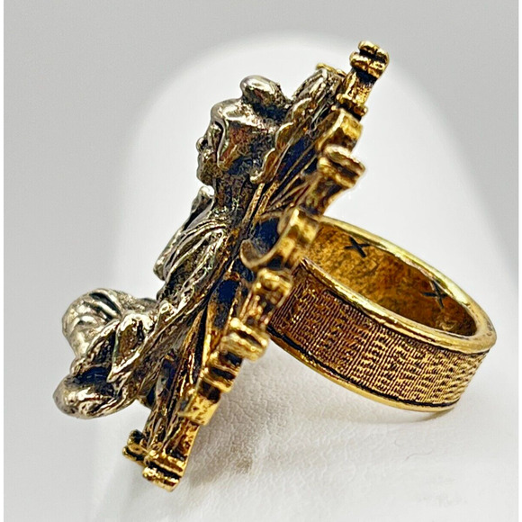 Vintage Signed Art Arthur Pepper Gold & Silver Tone Ring Size 3 - Picture 2 of 5